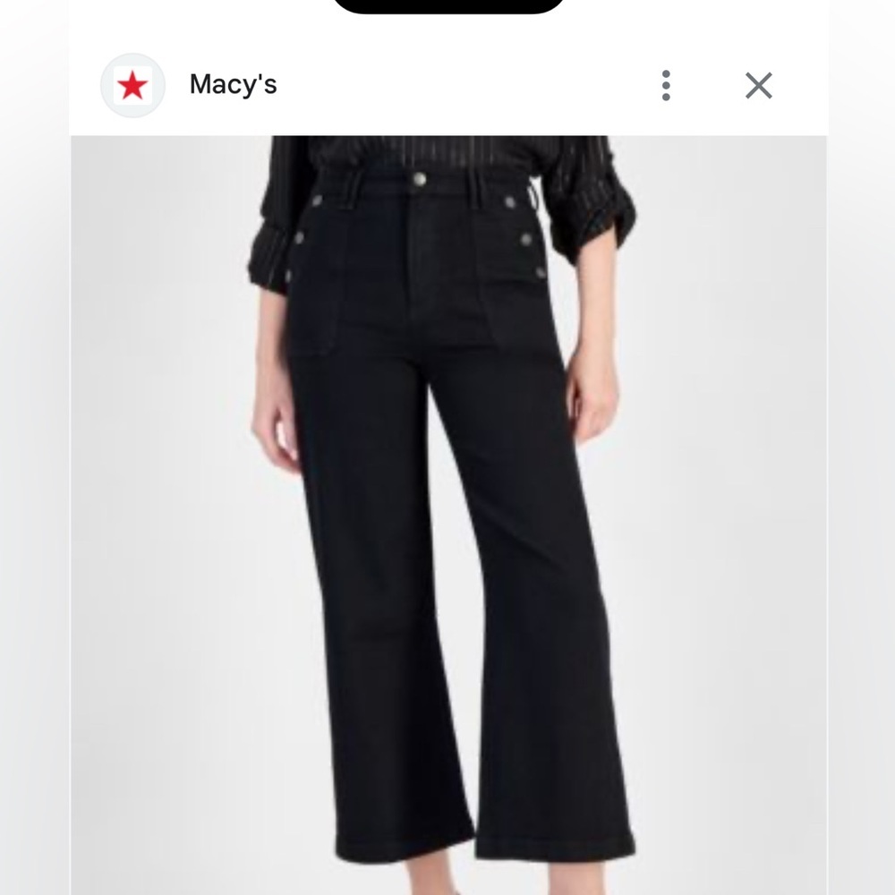 Nautica Women's Black Button Pocket Strechy Wide Leg Sailor Jeans. NWT Size 16 - Picture 2 of 9